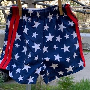 NWT 12mo boys swim trunks unlined red, white blue